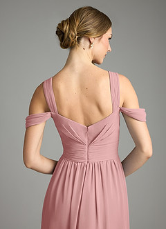 Azazie Lianne Bridesmaid Dresses Dusty Rose A-Line Off the Shoulder Chiffon Dress image6