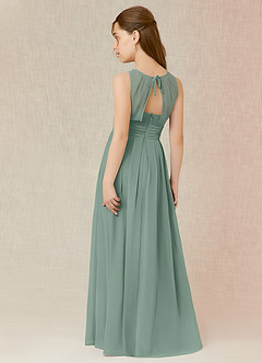 Azazie Bibiane Junior Silver Sage A-Line Pleated Chiffon Dress image5
