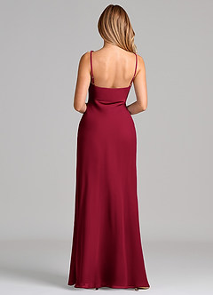 Azazie Tianna Final Sale Burgundy Sheath Chiffon Dress image2