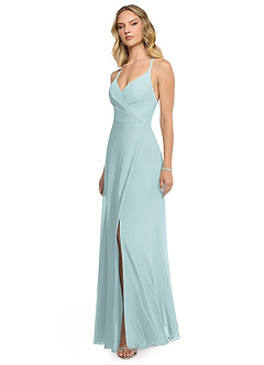 Azazie Davis Abiti da Damigella Abito A-Line in Chiffon con Scollo a V Nebbia image3