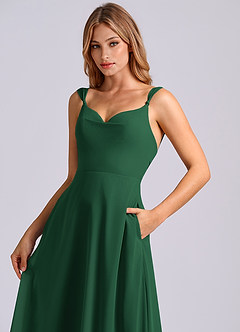Azazie Beatrice Bridesmaid Dresses Dark Green A-Line Sweetheart Neckline Chiffon Dress image6