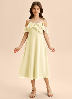 Azazie Kamilla Junior Abito A-Line in Chiffon a Spalla Scoperta Sorbetto Al Limone image6