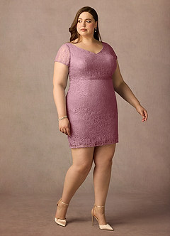 Azazie Lucilia vestidos de madre de la novia Vestido de Malva Vintage de Encaje de Corte Recto image10