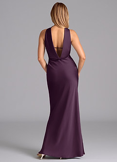 Azazie Lusinda Bridesmaid Dresses Plum Mermaid Strapless Stretch Satin Dress image7