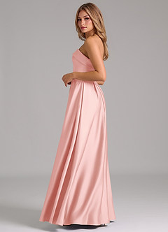 Azazie Lucienne Bridesmaid Dresses Powder Pink A-Line Strapless Stretch Satin Convertible Dress image3