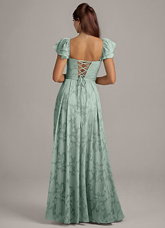 Azazie Aricella Bridesmaid Dresses Agave A-Line Corset Floral Burnout Dress image5