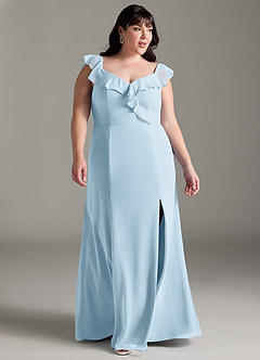 Azazie Sophie Vestidos de damas de honor Vestido de Azul Cielo de Gasa de Corte en A Convertible con Vestidos sin tirantes image9