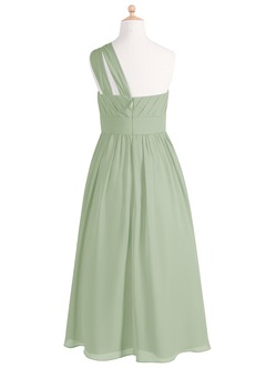 Azazie Molly Junior Dusty Sage A-Line Pleated Chiffon Dress image8