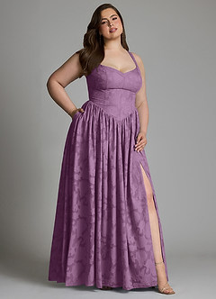 Azazie Francis Bridesmaid Dresses Wisteria A-Line Corset Floral Burnout Dress image14