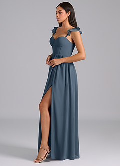 Azazie Denisse Bridesmaid Dresses Neptune A-Line Ruched Chiffon Dress image3