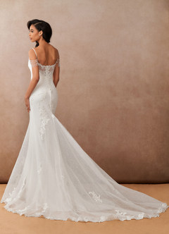 Azazie Saskia Wedding Dresses Diamond White Mermaid Sequins Tulle Dress image7