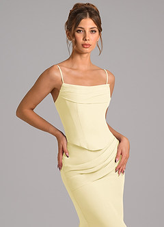Azazie Sorrel Robes de demoiselle d'honneur Robe Sirène en Mousseline de soie Corset Sorbet Citron image8