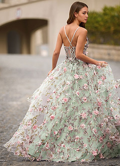 Elara Pink 3D Floral Prom Dress image8