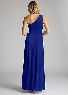 Azazie Brooke Bridesmaid Dresses Royal Blue A-Line One Shoulder Mesh Dress image5