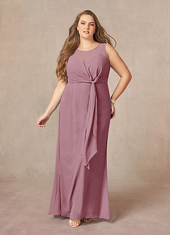 Azazie Marchioness Mother of the Bride Dresses Vintage Mauve A-Line Scoop Pleated Chiffon Dress image7