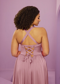 Barbie ♥ Azazie Bridesmaid Dresses Vintage Mauve A-Line with Pockets Stretch Satin Dress image8