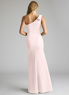Azazie Rinna Bridesmaid Dresses Blushing Pink Mermaid One Shoulder Stretch Crepe Dress image4
