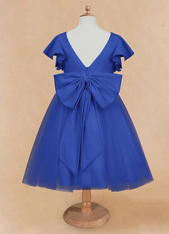 Azazie Kaeya Blumenmädchenkleider A-Linie Schleifen Tüll Kleid Königsblau image6
