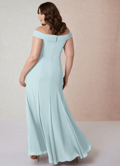 Azazie Lecia Bridesmaid Dresses Mist Empire Off-The-Shoulder Pleated Chiffon Convertible Dress image9