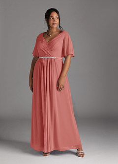 Azazie Tricia Mother of the Bride Dresses Antique Rose A-Line V-Neck Pleated Chiffon Dress image8