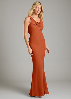 Azazie Rylina Bridesmaid Dresses Burnt Orange Mermaid Pleated Chiffon Dress image5