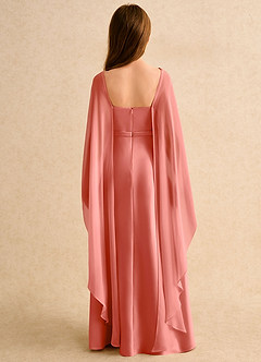 Azazie Fishie Girls Formal Flower Girl Dresses Salmon Pink A-Line Matte Satin Dress image2