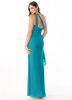 Azazie Maive Bridesmaid Dresses Jade Sheath Pleated Ruffle Chiffon Dress image4