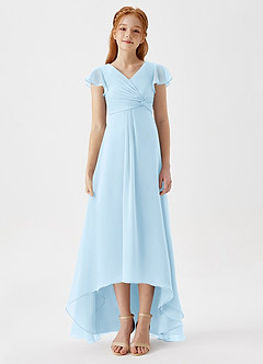 Azazie Breanne Junior Sky Blue A-Line Chiffon Dress image6