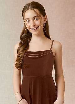 Azazie Solange Junior Umber A-Line Velvet Dress image5