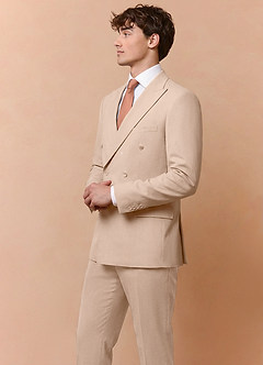 front Collins Bronceado Chaqueta cruzada de mezcla de lana