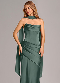 Azazie Pelagia Suknie dla druhen Syrena Gorset Satyna elastyczna Do ziemi Sukienka image5