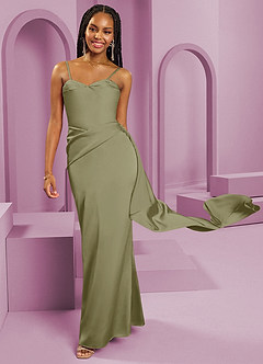 Barbie ♥ Azazie At-home Try On Dresses Sky Blue Sheath Strapless Stretch Satin Convertible Dress image3