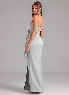 Azazie Jamie Bridesmaid Dresses Silver A-Line Strapless Stretch Satin Convertible Dress image5