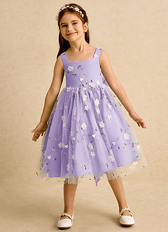 Azazie Bean vestidos de niña de las flores Vestido de Lila de Tul de Princesa con Sin mangas image3