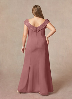 Azazie Cupid Kleider für die Brautmutter A-Linie Bootshals Spitze Chiffon Kleid Wüstenrose image7