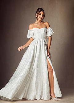 Azazie Gladiola Wedding Dresses Diamond White Ball-Gown Sweetheart Neckline Floral Burnout Jacquard Dress image10