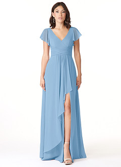 Azazie Omari Suknie dla druhen Linia A Szyfon Do ziemi Sukienka image1