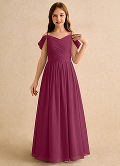 Azazie Chelo Girls Formal Flower Girl Klänningar Klä A-Linje i Chiffong Plisserad image5