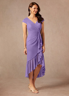 Azazie Renetta Mother of the Bride Dresses Tahiti Sheath V-Neck Pleated Mesh Dress image5
