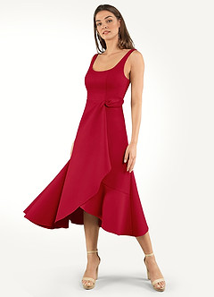 Sabina Red Tie Midi Dress image4