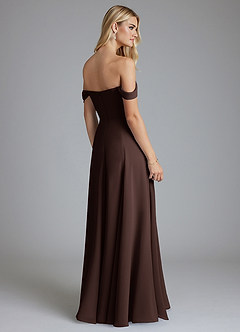 Azazie Seriana Final Sale Black A-Line Off the Shoulder Chiffon Dress image2