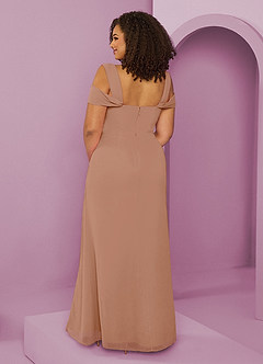 Barbie ♥ Azazie Bridesmaid Dresses Champagne Rose A-Line Off the Shoulder Chiffon Dress image8