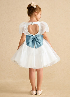 Azazie Debbie vestidos de niña de las flores Vestido de Marfil Azul Malhumorado de Organza de Princesa con Escote de Corazón image1