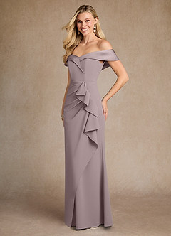 Azazie Laredo Mother of the Bride Dresses Vintage Mauve Mermaid Off the Shoulder Stretch Crepe Dress image5