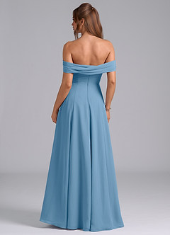 Azazie Almina Vestidos de damas de honor Vestido de Azul Acero de Gasa de Corte en A Convertible con Vestidos sin tirantes image2