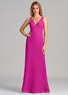 Azazie Tianna Final Sale Fuchsia Sheath Chiffon Dress image1