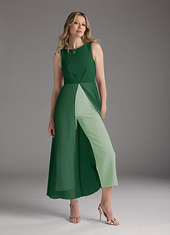 Azazie Anitta Kleider für die Brautmutter Overall/Jumpsuit Plissee Stretch-Krepp Kleid Dunkelgrün Staubiger Salbei image2