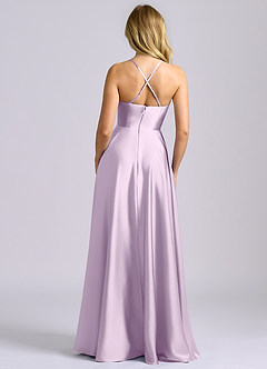 Azazie Truce Bridesmaid Dresses Frosted Lilac A-Line Stretch Satin Dress image2