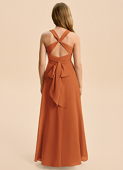 Azazie Kirsten Junior Linia A Pofałdowany Szyfon Długość podłogi Młodsza druhna Sukienka image2