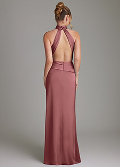 Azazie Gracelynn Robes de demoiselle d'honneur Robe Fourreau en Satin extensible Plissée Améthyste image8